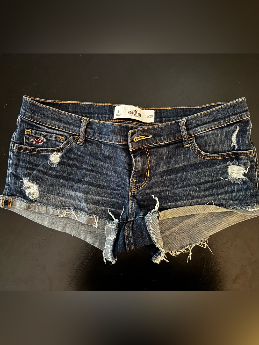 Hollister Medium Blue Denim Low-Rise Jean Shorts